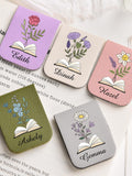 Birth Month Flower Magnetic Bookmark, Personalized Vegan Leather Name Bookmark for Women, Custom Book Lover Gift, Floral Magnet Page Marker ANNIVERSARY