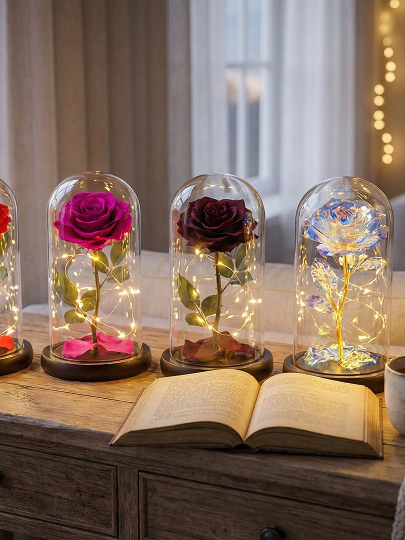 Enchanted Red Rose in Glass Dome LED Light Gift for Her Anniversary Valentine's Day ANNIVERSARY