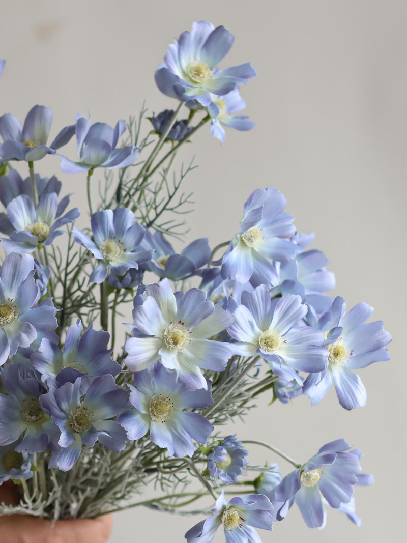 23" Light Blue Artificial Flowers, Faux Cosmos stems, Silk Wildflowers, Home Decor/Gift For Her/Wedding silk flower