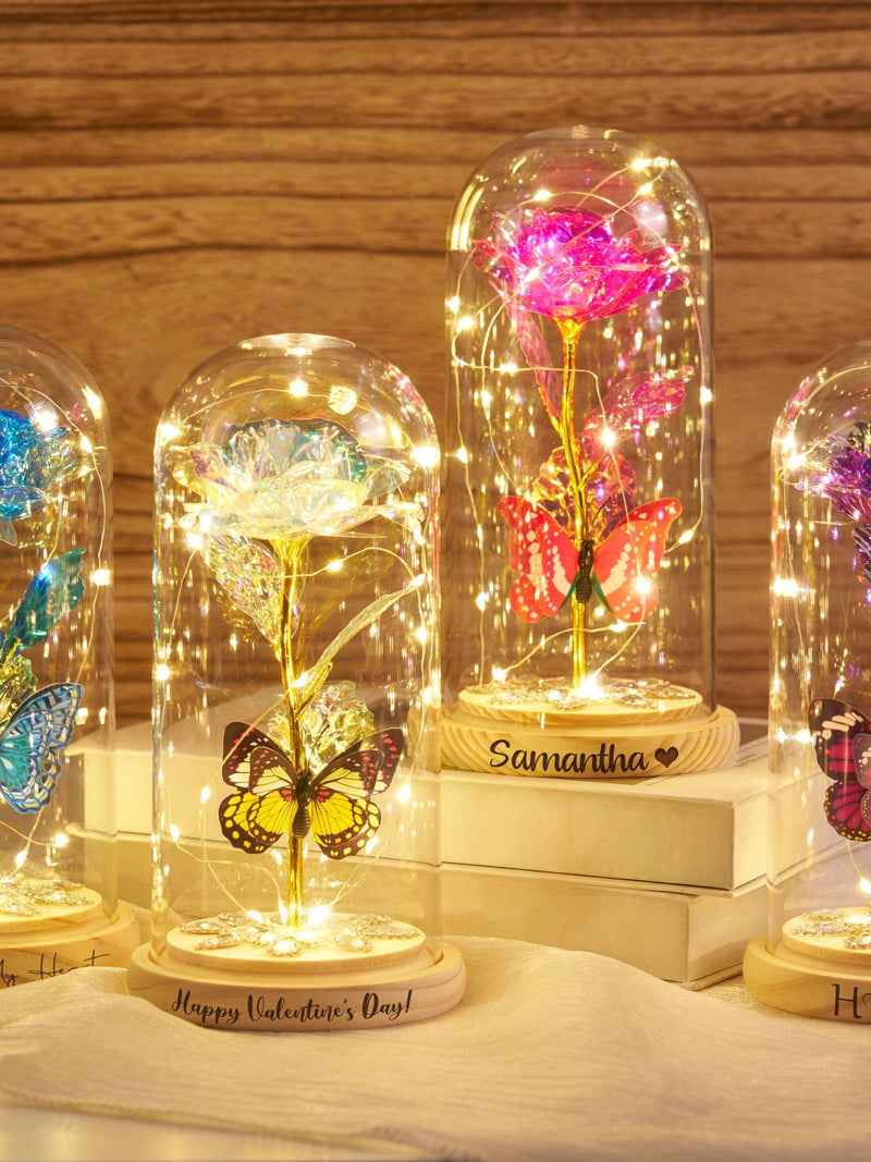 Personalized Galaxy Rose Night Light Gift,Eternal Rose under Glass Dome,Mother's Day Anniversary Valentine's Day gifts ANNIVERSARY