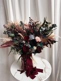 Maroon wedding bouquet, burgundy and black roses bridal bouquet, dried flowers bouquet, bridesmaid bouquet, moody gothic wedding bouquet Bouquet