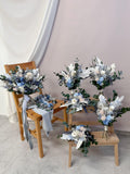 Natural Preserved Flowers Wedding Bouquet, Rustic Bridesmaid Bouquet, Trendy Bridal Floral Decoration, Baby Light Blue Flowers wedding flower