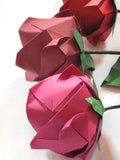 Dark red origami rose for creating bouquets, wedding anniversary, Valentine's Day gifts and treating yourself Love Romance Flower