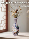 3D Elegant Peacock Puzzle Vase, DIY 3D Jigsaw Flower Vase, Modern House Warming Decoration, 3D Assembly Art Vase, Fun Craft Gift for Kids house warming flower