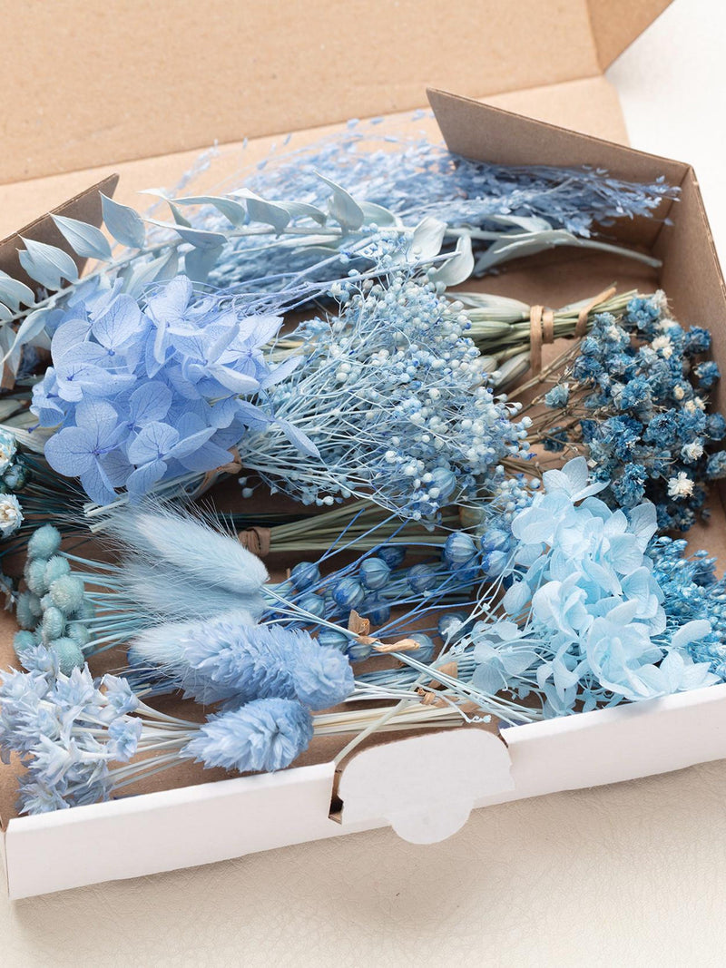 Dried blue Flowers natural set, DIY Mix, DIY set, for craft, Flower Box, wedding blue DIY, flower decor, lagurus, Creative Projects FLOWER DELIVERY