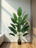 Artificial Banana Palm Plant with 18 Real Touch Leaves, Large Tropical Faux Plant for Home Garden Party Decor NO POT faux plants