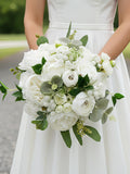 Classic White Peony Wedding Flowers With Eucalyptus Greenery Bridal Bouquet Bouquet
