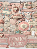 Love & Romance Ephemera: Printable Vintage Shabby Chic Labels, Fussy Cuts, Stickers | Junk Journal Scrapbook Valentine Download Love Romance Flower