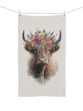 Highland Cow Flower Crown Hand Towel Watercolor Highland Cow Home Decor House Warming Gift New Home Owner Xmas Gift Mom Gift Idea house warming flower