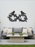 Love Birds Infinity Metal Wall Art, Nature Theme Steel Decor for Living Room, Bedroom, Garden, Minimalist Infinity Symbol Wall Sculpture Love Romance Flower