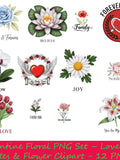 Valentine Floral PNG Set, Love Quotes & Flower Clipart Bundle, Romantic Flowers, Wedding and Valentine Digital Download Love Romance Flower