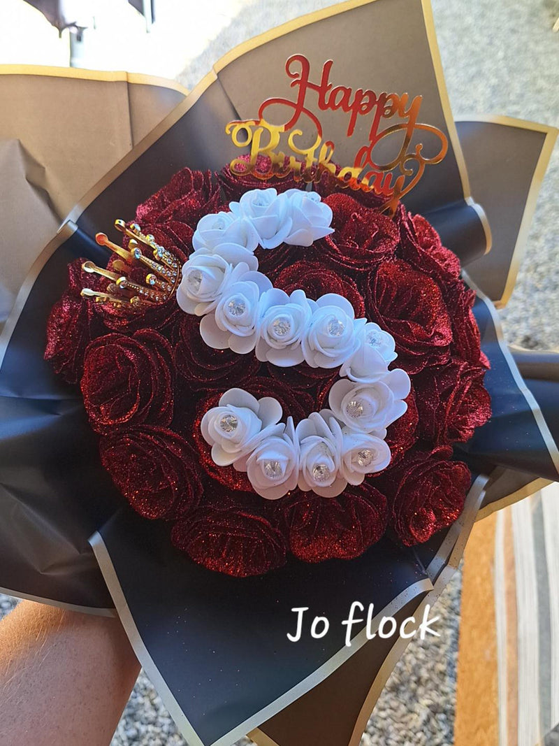 bouquet of 12 or 20 eternal roses personalized letter Valentine's Day, birthday, Mother's Day or grandmother's day, event ANNIVERSARY