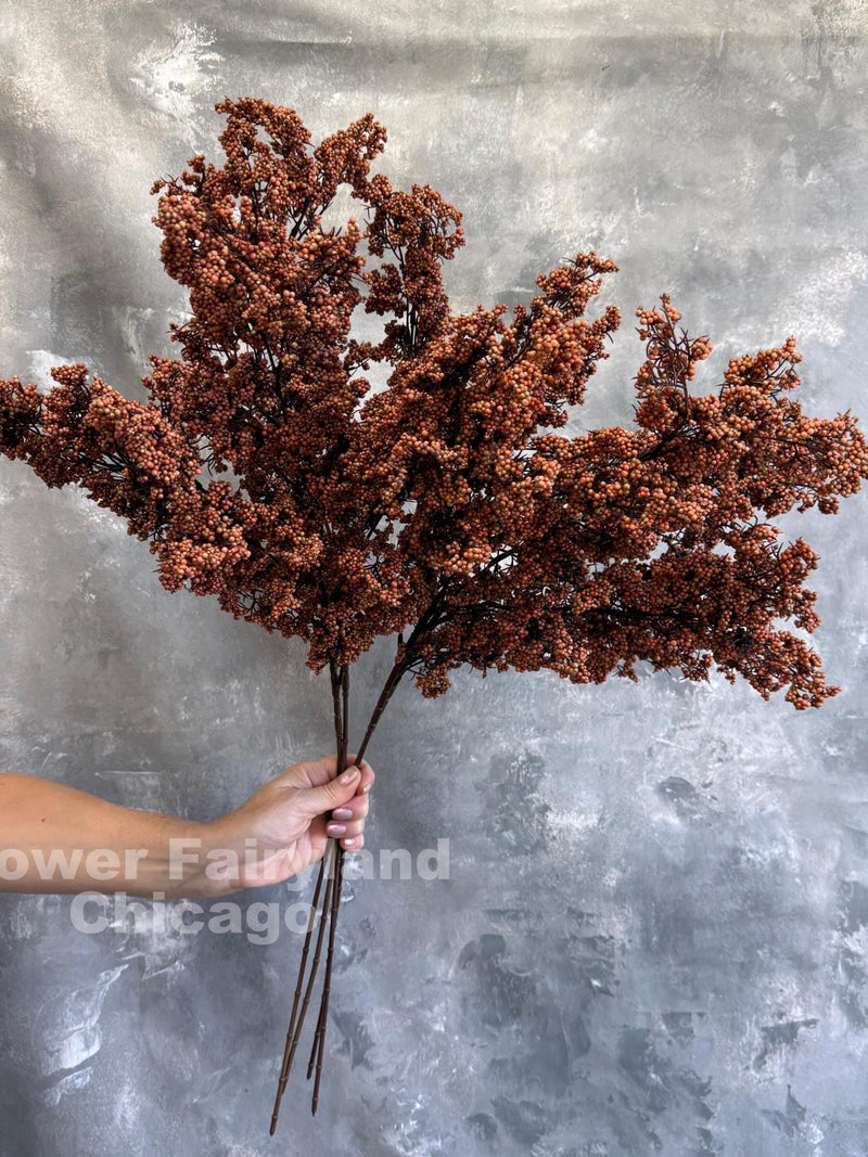 31" Faux Mini Berries Long Branch - Artificial Plant - Orange faux plants