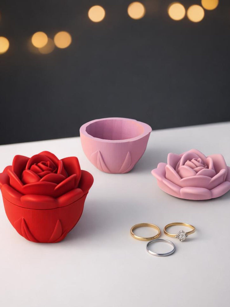 3D Rose Gift Box | Romantic Blooming Flower Jewelry Box | ValentineÕs Day Decor | Storage for Small Items | STL File - Digital Download ANNIVERSARY