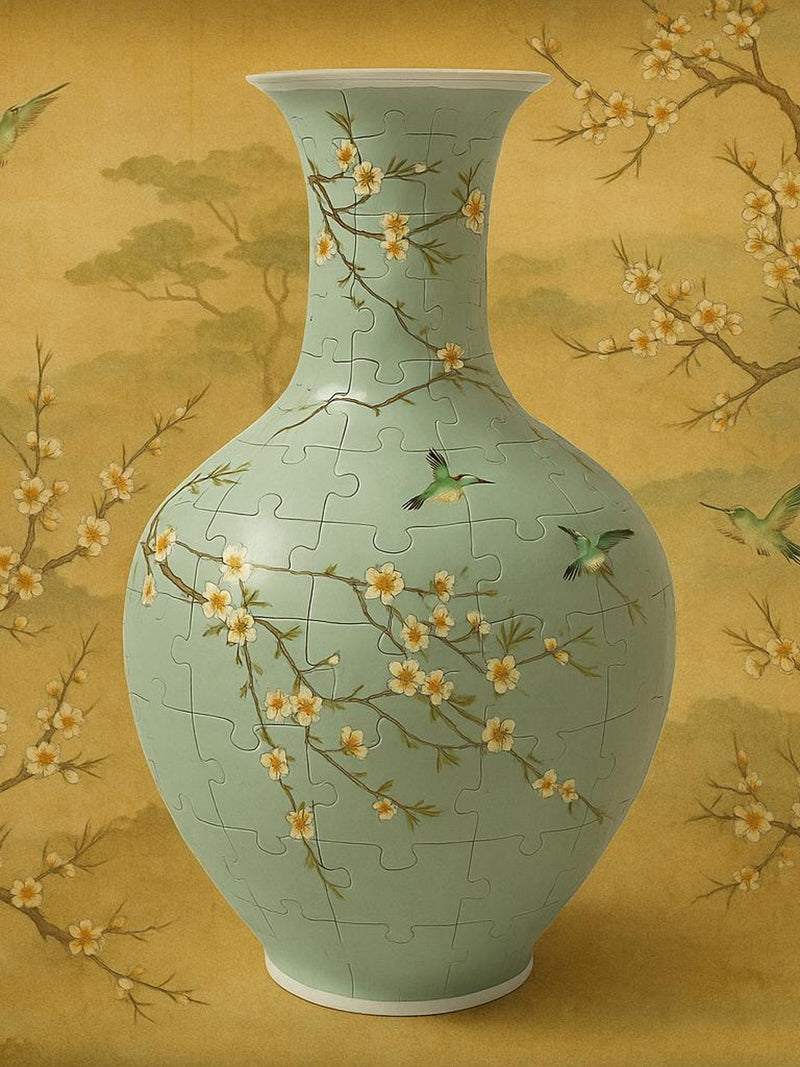 3D Plum Blossoms & Flying Birds Puzzle Vase, Gourd Shape Vase, DIY House Warming Decor for Flowers Display, 3D Assembly Art, Fun Craft Gifts house warming flower