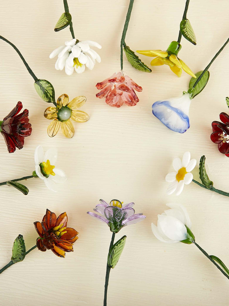 Handmade Glass Birth Month Flowers, Glass Flower Bouquet, Gift For Her FLOWER DELIVERY
