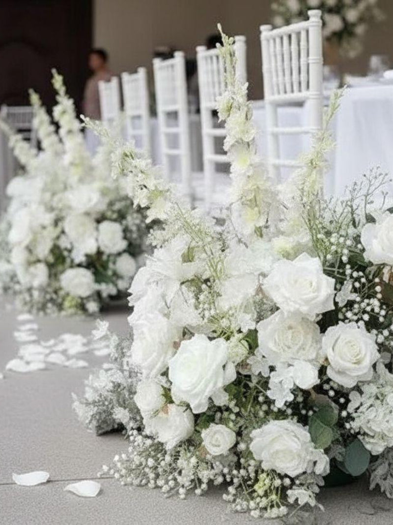 Artificial White Ivory Florals Runner,Wedding Floor Flower Arrangement,Ground Florals wedding flower