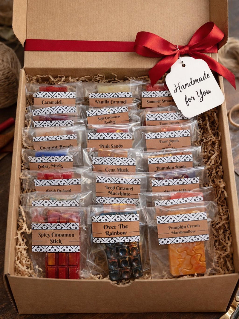 Sample 24 Different Scents | Highly Scented Artisan Wax Melts Sample Box | Valentine's Day Gift | Mother's Day Gift silk flower