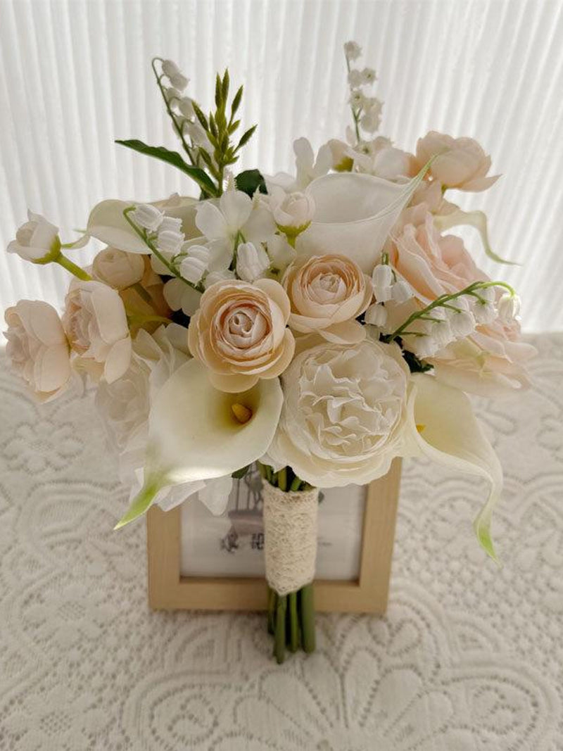 Romantic Blush Floral Bridal Bouquet with White Calla Lilies Bridesmaid Bouquets Bouquet