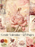 Gentle Valentine Digital Paper, Pastel Floral Art (125 JPEG) Love Romance Flower