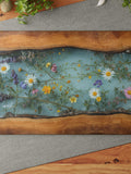 Glass Charcuterie Board, Cutting Board, Maple Wildflower Design, Housewarming Kitchen Decor Christmas Gift, 0531 house warming flower