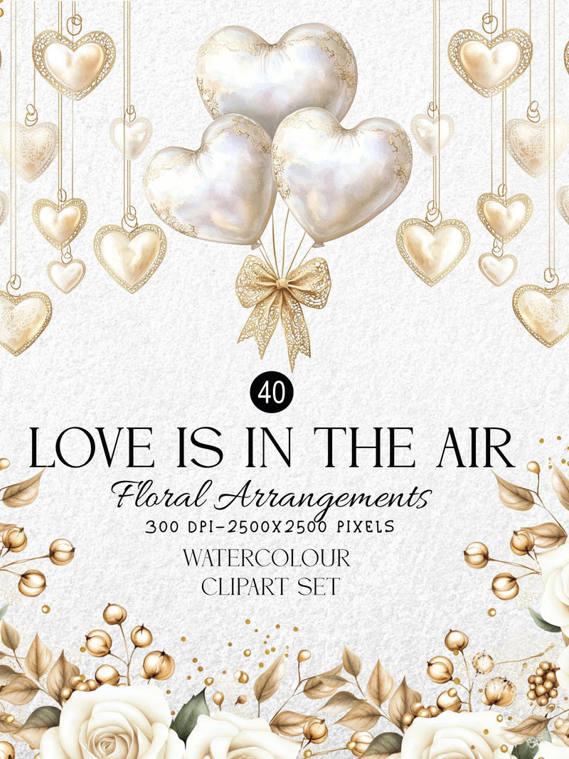 Love Is in the Air Floral Clipart Set Love Romance Flower