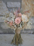 Salmon Rose Boho Bridal Bouquet Dried Preserved Flowers wedding flower