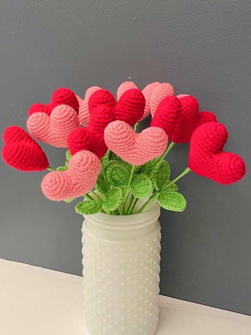 Crochet Heart Flower Ð ValentineÕs Day Gift, Handmade Love Flower, Romantic Decor Love Romance Flower