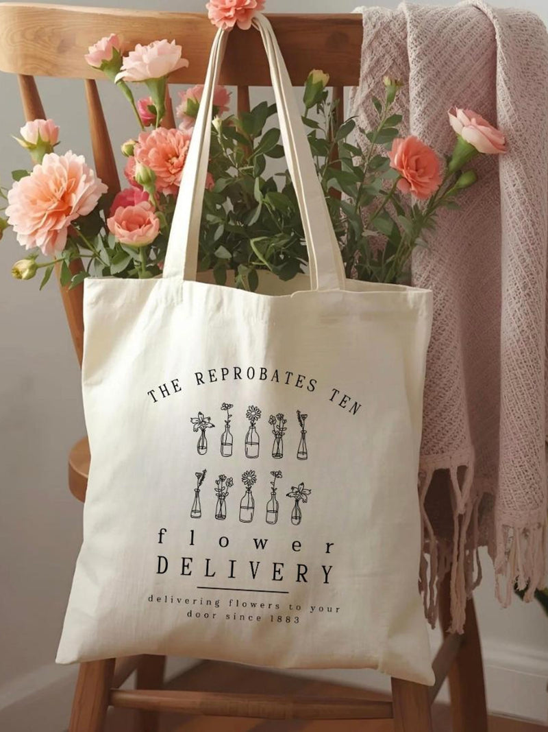 Book Inspired Flower Delivery Canvas Tote Bag FLOWER DELIVERY