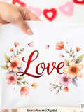 Floral Love PNG | Elegant Valentine Clipart | Word Art Design | Sublimation Design | Instant Download | #38 Love Romance Flower