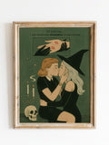 Witchy Lesbian Kiss Poster Ð Retro Queer Love Wall Art with Occult Aesthetic Love Romance Flower