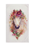 White Horse Flower Hand Towel Watercolor Flowers Home Decor Kitchen Gift Idea House Warming Gift Wedding Anniversary Present Mom Soft Towel house warming flower