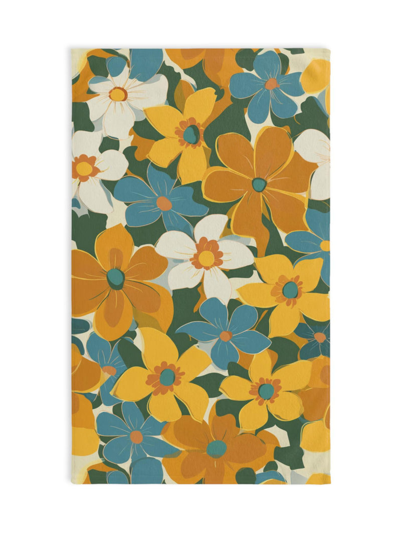 Retro Yellow Flower Hand Towel Floral Kitchen Decor Bathroom house warming gift wedding anniversary Home Decor Present house warming flower