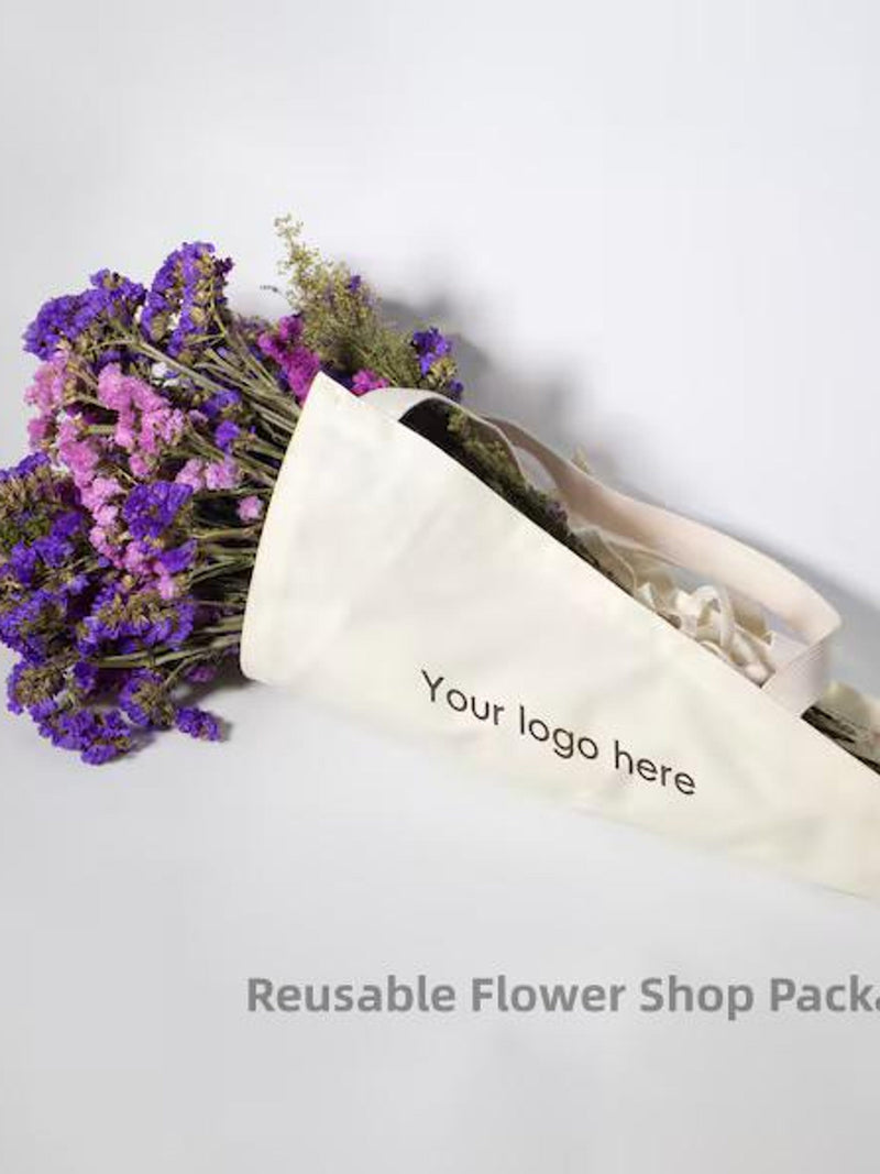 10pcs Customizable Canvas Flower Tote Bag - Reusable Floral Bouquet Packaging FLOWER DELIVERY