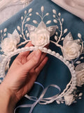 Wax Rose Crown for Wedding: Floral Bridal Tiara with Roses and Twigs wedding flower