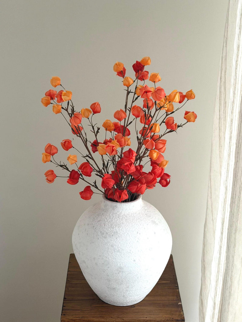 Faux Orange Lantern Fruit Halloween Decoration Stem, Artificial Lantern fruit Branch for Holiday Decor, fake lantern flower branch house warming flower