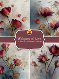 Vintage Love Letters and Roses Digital Papers, Watercolour Romantic Junk Journal Pages, Valentine's Printable, 15 JPGs, Instant Download Love Romance Flower
