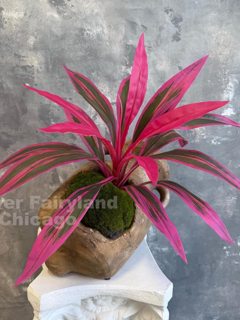 Faux Cordyline Leaf Spray - Artificial Plant - Hot Pink faux plants