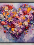 Romantic Flower Heart, Love-Romance Themed,100% Handmade Oil Painting, Textured Abstract, Original Wall, Modern Oil Painting for Living Room Love Romance Flower