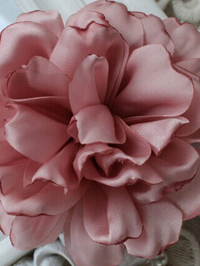 Larger Handmade Singed Flower Fabric Flower Silk Fabric Rose (3-1/2 inches) In Mauve MY-298-16-01 Ready To Ship silk flower