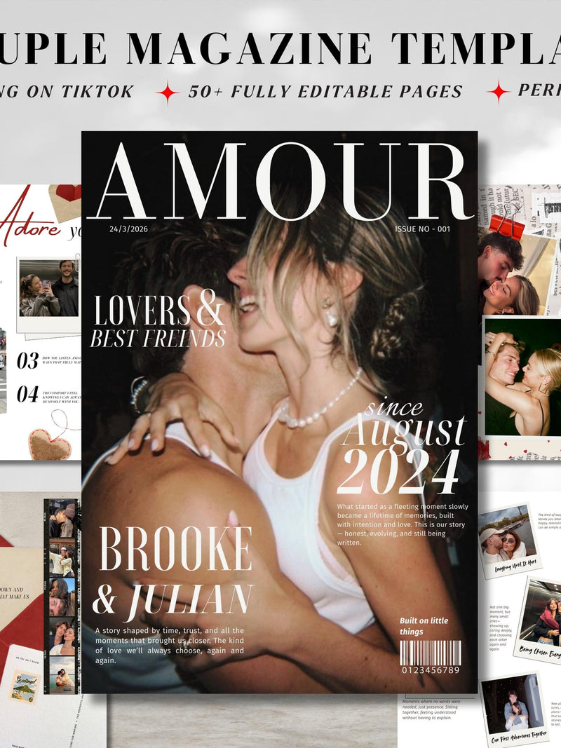 Couple Magazine Template | Anniversary, Engagement & ValentineÕs Day | Canva Editable Gift Love Romance Flower