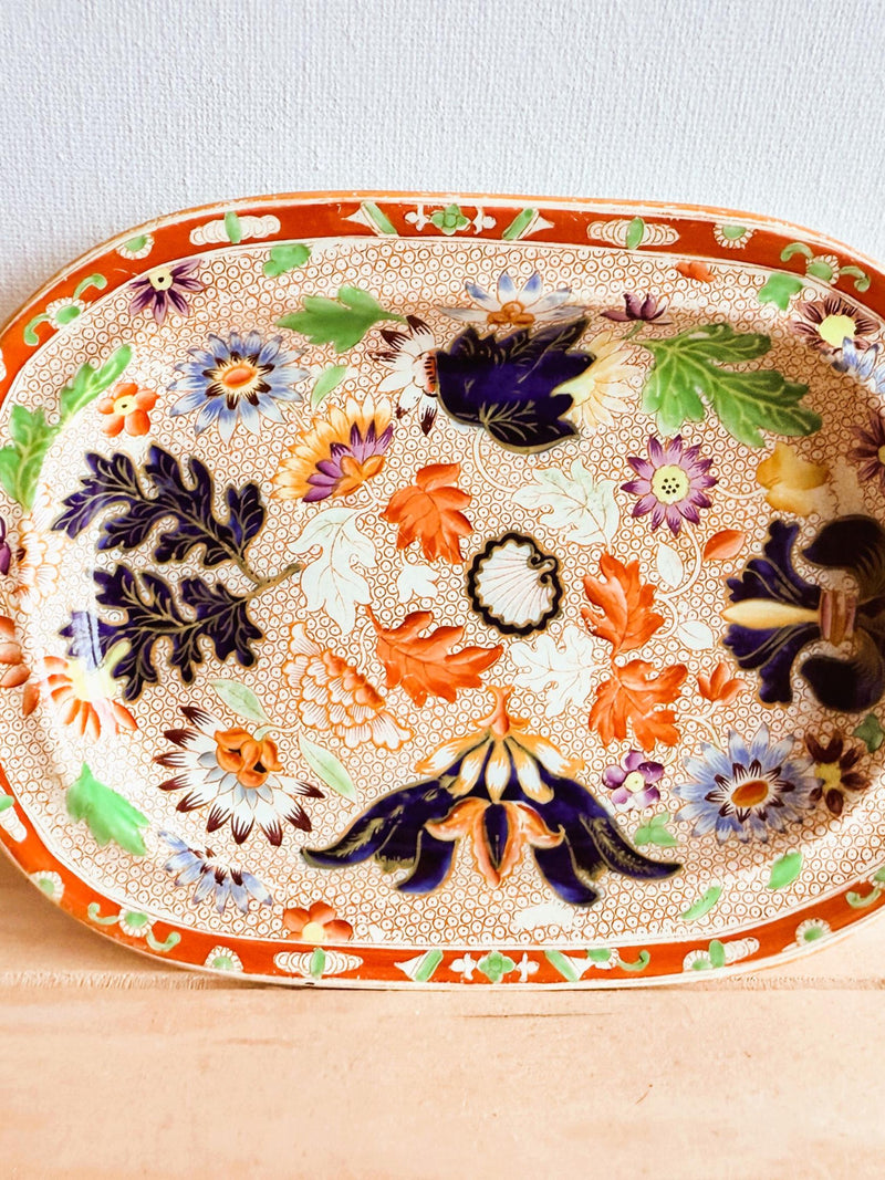 Antique Spode Chrysanthemum Oval Trinket Dish, Made in England, Rare and Collectible flower spore