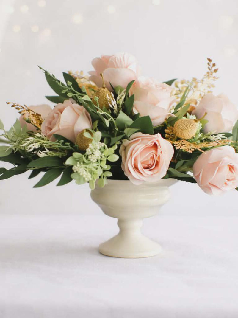 Silk flower arrangement, Champagne Arrangement, Rose Arrangement, Eucalyptus Wedding Arrangement Table Centerpiece Housewarming sympathy flower