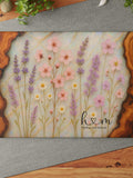 Wildflower Glass Charcuterie Board, Charming Custom Initials Maple Design Cutting Board, Personalized Housewarming Married Wedding Gift 0544 house warming flower