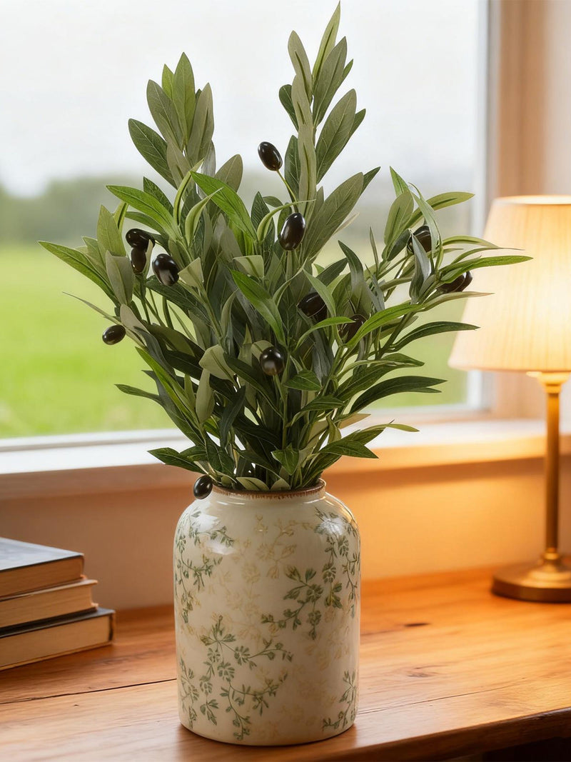 Artificial Olive Branches, Realistic Greenery Stems, DIY Home Decor (Set of 4) faux plants
