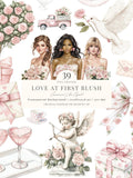 Floral Valentines Day Clipart | Pink Blush | Love Letter | Vintage Romance Clipart | 39 PNG Love Romance Flower