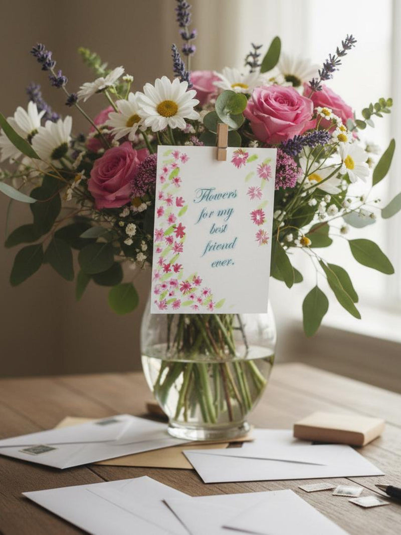 Flower delivery greeting - Watercolor print - Digital download FLOWER DELIVERY