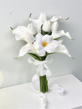 Minimalist White Calla Lily Tulip Floral Bridal Bouquet Bridesmaid Bouquets, Bouquet