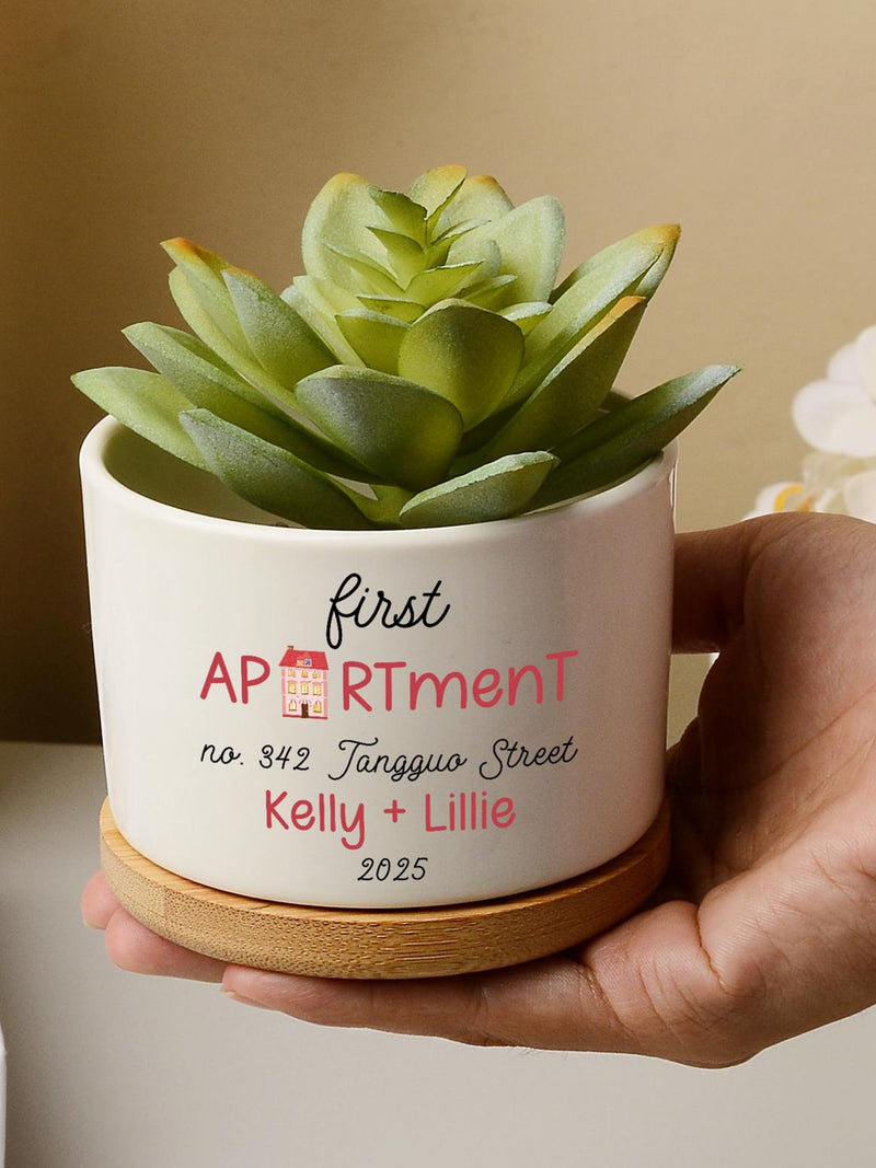 Our First Apartment Flower Pot,Personalized Apartment Warming Gift,Custom New Address Plant Pot,Housewarming Gift For Couple,Home Owner Gift house warming flower