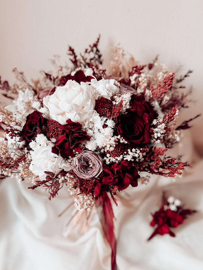 Burgundy Bridal Bouquet, Marsala Wedding Bouquet, Dried flower bouquet, Boho Wedding, Dried Flowers, Preserved Flowers, Wedding Flowers, Bouquet